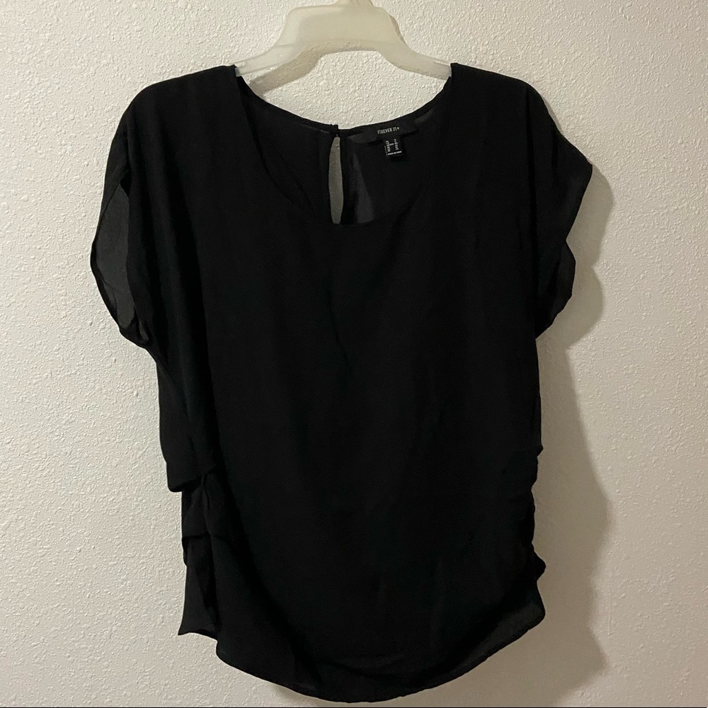 Black ribbed plus size blouse